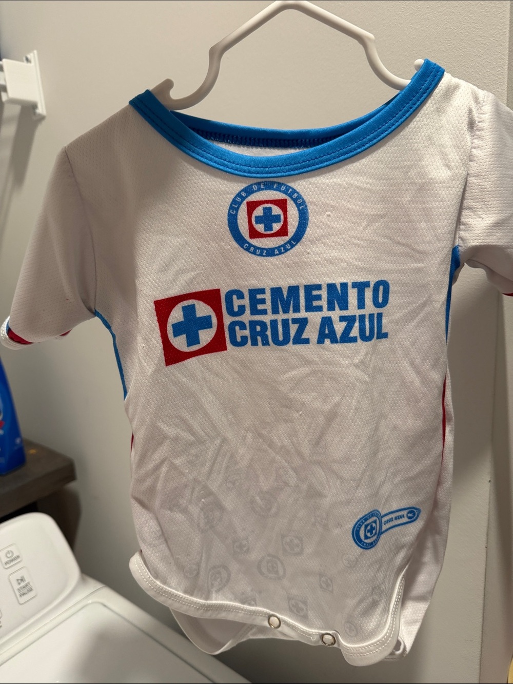 CementO Cruz Azul Infant Bodysuit - White with Blue & Red Accents